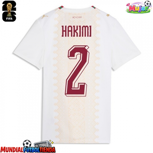 Camiseta Marruecos Achraf Hakimi #2 Segunda Equipación Replica Mundial 2026 para mujer mangas cortas